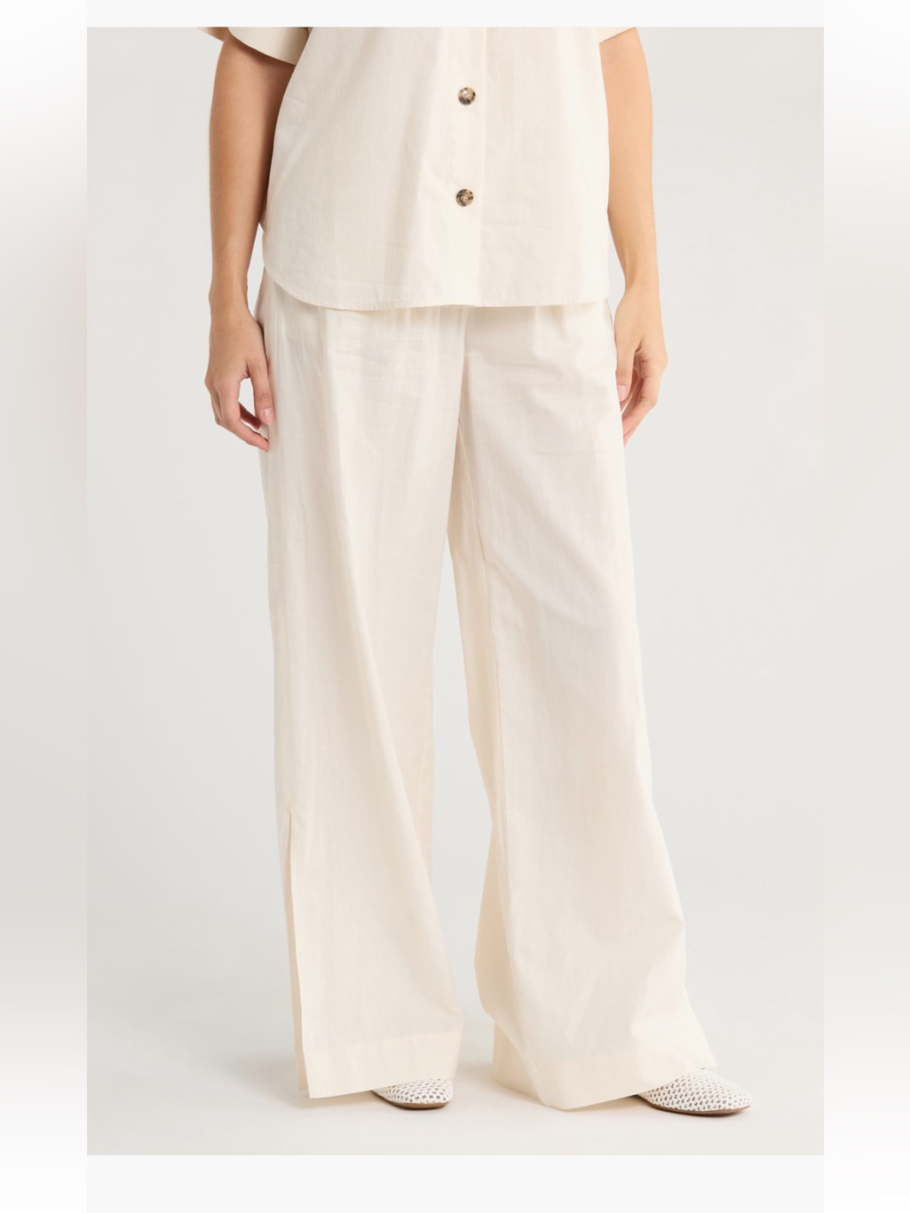 Frame Wide Leg Lounge Pants Cream Linen Blend Women’s Large Nwt